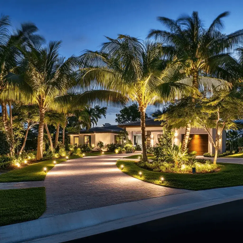 Architectural lighting revealing the shape and details of a home after dark
